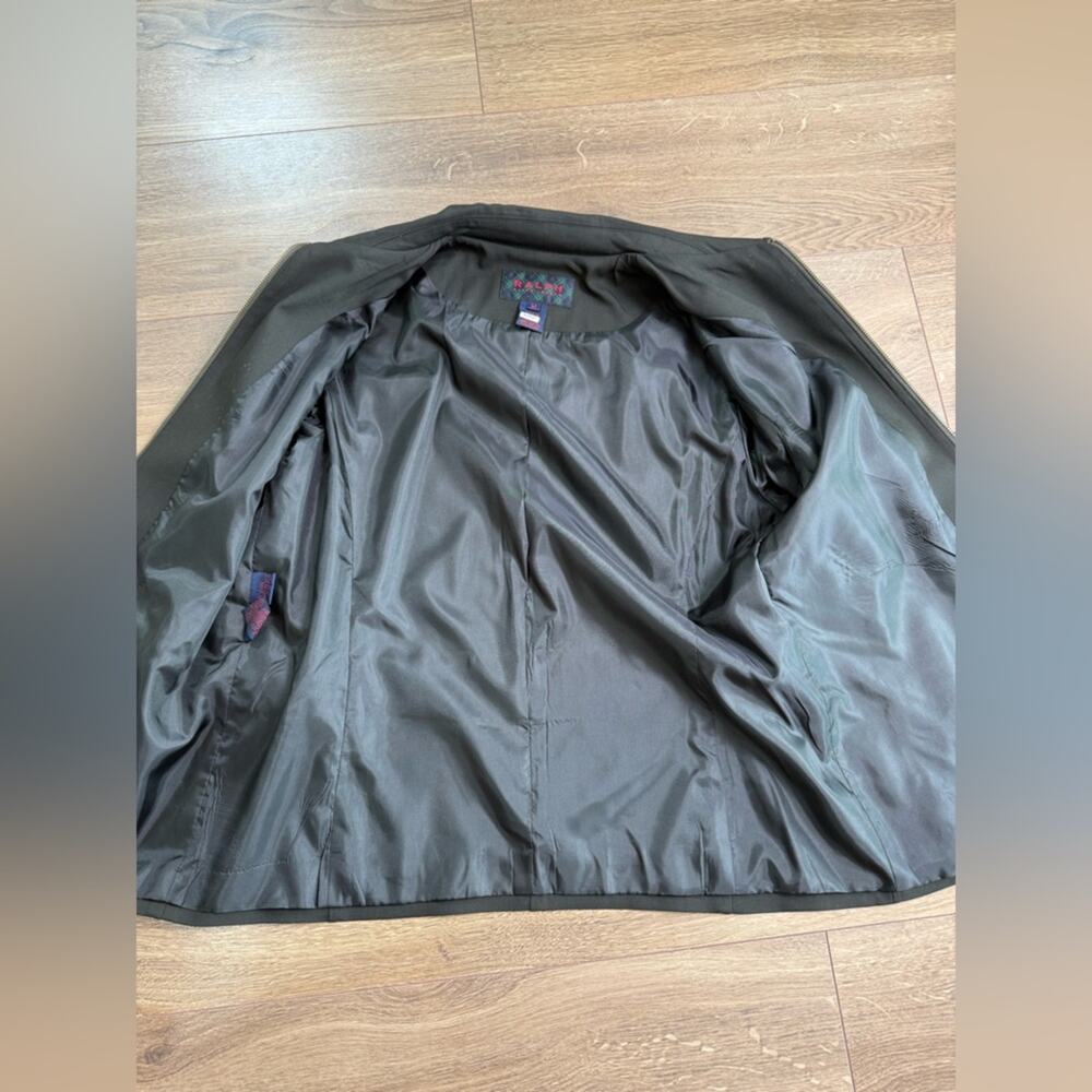 Ralph Lauren Vintage Black Zip Front Collar Jacket Blazer Wool Blend Size Med - Picture 8 of 10